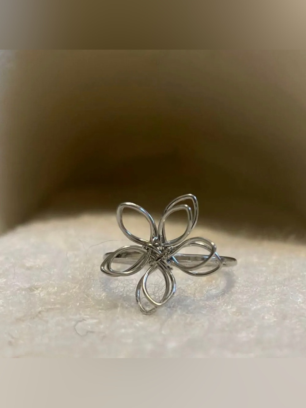 Silver Wire Flower Ring